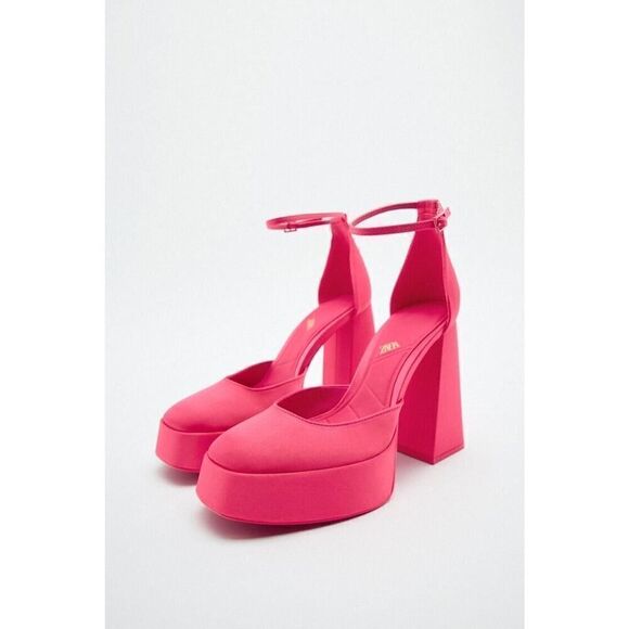 NWT ZARA Pink Platform Heels sz 40 / 10 - Picture 12 of 12
